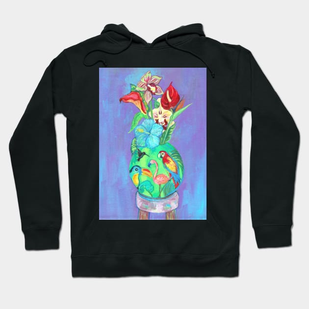 Flowers in a Vase with a Tropical Vibe Hoodie by johanne6